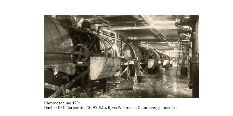 Chromgerbung in einer Gerberei 1904