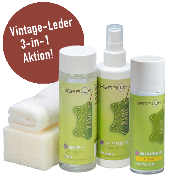 KERALUX 3-in-1 Aktion für Lederarten mit Vintage-Effekt