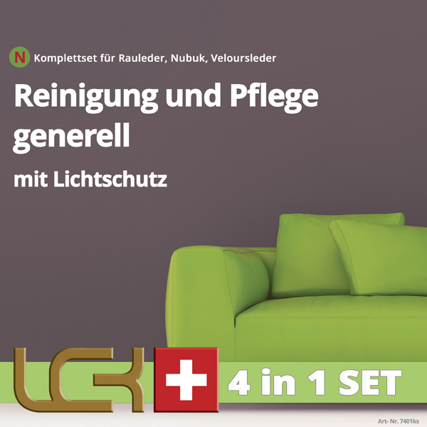 Reinigungs- und Pflegeset mit Lichtschutz für Nubuk-/Rauleder