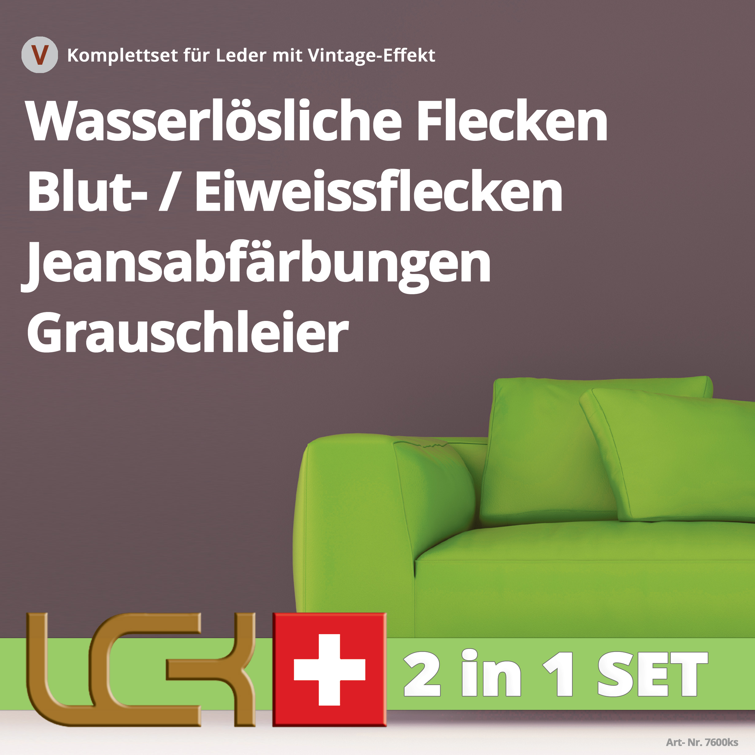 Reinigungs- und Pflegeset für wasserlösliche Verschmutzungen auf Vintage-Leder