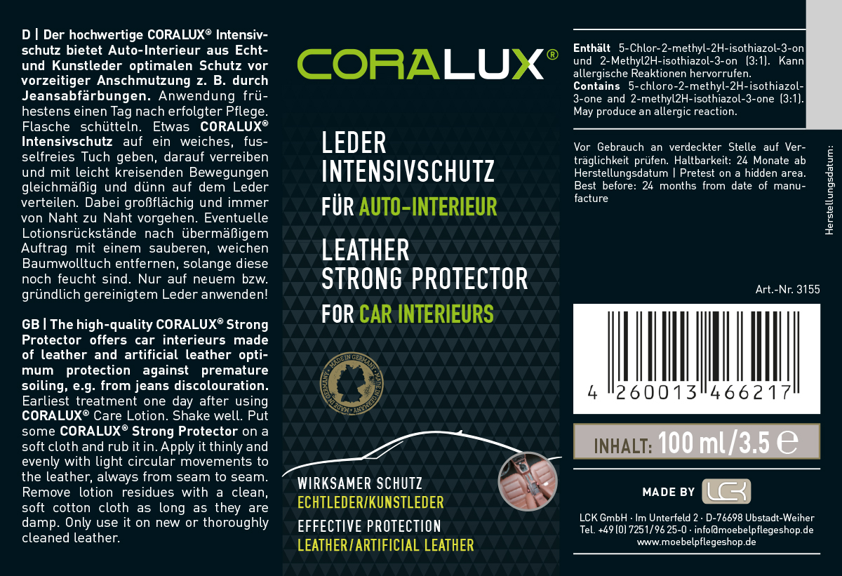 CORALUX® Leder Intensivschutz für Auto-Interieur 2