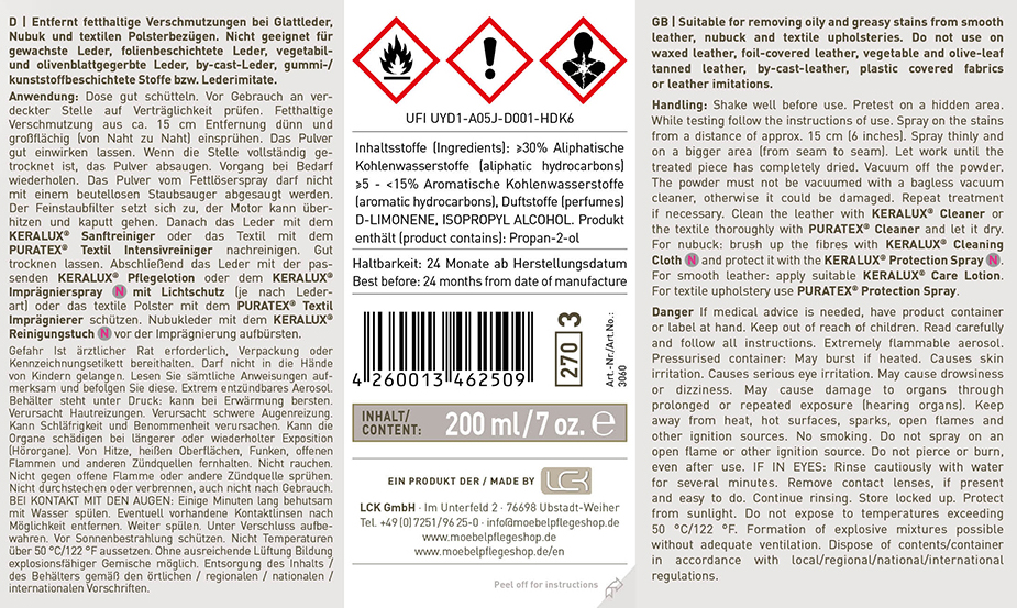 Fettlöserspray für Polsterbezüge 2